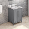 24" Grey Cade Vanity, Calacatta Vienna Quartz Vanity Top, Undermount Rectangle Bowl