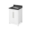 24" White Cade Vanity, Black Granite Vanity Top, Undermount Rectangle Bowl