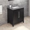 30" Black Cade Vanity, Steel Grey Cultured Marble Vanity Top, Undermount Rectangle Bowl