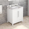 30" White Cade Vanity, Calacatta Vienna Quartz Vanity Top, Undermount Rectangle Bowl