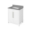 30" White Cade Vanity, Steel Grey Cultured Marble Vanity Top, Undermount Rectangle Bowl