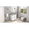 30" White Cade Vanity, Steel Grey Cultured Marble Vanity Top, Undermount Rectangle Bowl