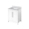 30" White Cade Vanity, White Carrara Marble Vanity Top, Undermount Rectangle Bowl