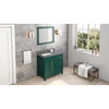 36" Forest Green Cade Vanity, Left Offset, Boulder Vanity Cultured Marble Vanity Top, Undermount Rectangle Bowl