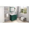 36" Forest Green Cade Vanity, Left Offset, Calacatta Vienna Quartz Vanity Top, Undermount Rectangle Bowl