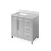 36" Grey Cade Vanity, Left Offset, White Carrara Marble Vanity Top, Undermount Rectangle Bowl