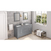 60" Grey Cade Vanity, Double Bowl, Steel Grey Cultured Marble Vanity Top, Undermount Rectangle Bowl