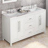 60" White Cade Vanity, Double Bowl, Calacatta Vienna Quartz Vanity Top, Undermount Rectangle Bowl