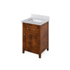 24" Chocolate Chatham Vanity, White Carrara Marble Vanity Top, Undermount Rectangle Bowl