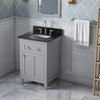 24" Grey Chatham Vanity, Black Granite Vanity Top, Undermount Rectangle Bowl