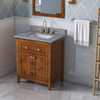 30" Chocolate Chatham Vanity, Steel Grey Cultured Marble Vanity Top, Undermount Rectangle Bowl