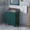 30" Forest Green Chatham Vanity, Boulder Cultured Marble Vanity Top, Undermount Rectangle Bowl