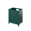 30" Forest Green Chatham Vanity, Calacatta Vienna Quartz Vanity Top, Undermount Rectangle Bowl