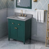 30" Forest Green Chatham Vanity, Steel Grey Cultured Marble Vanity Top, Undermount Rectangle Bowl