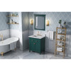 30" Forest Green Chatham Vanity, White Carrara Marble Vanity Top, Undermount Rectangle Bowl