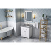 30" White Chatham Vanity, Steel Grey Cultured Marble Vanity Top, Undermount Rectangle Bowl