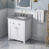 30" White Chatham Vanity, Steel Grey Cultured Marble Vanity Top, Undermount Rectangle Bowl