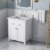 30" White Chatham Vanity, White Carrara Marble Vanity Top, Undermount Rectangle Bowl
