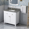 36" White Chatham Vanity, Boulder Cultured Marble Vanity Top, Undermount Rectangle Bowl