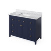 48" Hale Blue Chatham Vanity, White Carrara Marble Vanity Top, Undermount Rectangle Bowl