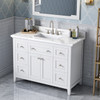 48" White Chatham Vanity, Calacatta Vienna Quartz Vanity Top, Undermount Rectangle Bowl