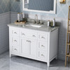 48" White Chatham Vanity, Steel Grey Cultured Marble Vanity Top, Undermount Rectangle Bowl