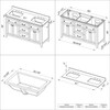 60" Chocolate Chatham Vanity, Double Bowl, Black Granite Vanity Top, Two Undermount Rectangle Bowls