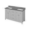 60" Grey Chatham Vanity, Double Bowl, Boulder Cultured Marble Vanity Top, Two Undermount Rectangle Bowls