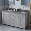 60" Grey Chatham Vanity, Double Bowl, Boulder Cultured Marble Vanity Top, Two Undermount Rectangle Bowls