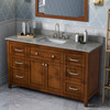 60" Chocolate Chatham Vanity, Steel Grey Cultured Marble Vanity Top, Undermount Rectangle Bowl