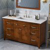 60" Chocolate Chatham Vanity, White Carrara Marble Vanity Top, Undermount Rectangle Bowl