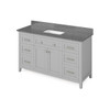 60" Grey Chatham Vanity, Boulder Cultured Marble Vanity Top, Undermount Rectangle Bowl