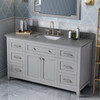 60" Grey Chatham Vanity, Boulder Cultured Marble Vanity Top, Undermount Rectangle Bowl