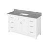 60" White Chatham Vanity, Steel Grey Cultured Marble Vanity Top, Undermount Rectangle Bowl