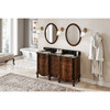 60" Nutmeg Clairemont Vanity, Double Bowl, Clairemont-only Black Granite Vanity Top, Two Undermount Oval Bowls