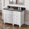 48" White Compton Vanity, Compton-only Black Granite Vanity Top, Undermount Oval Bowl