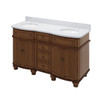 60" Walnut Compton Vanity, Double Bowl, Compton-only White Carrara Marble Vanity Top, Two Undermount Oval Bowls