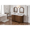 60" Walnut Compton Vanity, Double Bowl, Compton-only White Carrara Marble Vanity Top, Two Undermount Oval Bowls