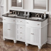 60" White Compton Vanity, Double Bowl, Compton-only Black Granite Vanity Top, Two Undermount Oval Bowls