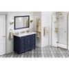 48" Hale Blue Douglas Vanity, White Carrara Marble Vanity Top, Undermount Rectangle Bowl