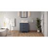 30" Blue Steel Katara Vanity, Calacatta Vienna Quartz Vanity Top, Undermount Rectangle Bowl