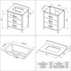 30" Blue Steel Katara Vanity, White Carrara Marble Vanity Top, Undermount Rectangle Bowl