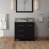 36" Black Katara Vanity, Left Offset, Boulder Vanity Cultured Marble Vanity Top, Undermount Rectangle Bowl