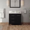 36" Black Katara Vanity, Left Offset, Calacatta Vienna Quartz Vanity Top, Undermount Rectangle Bowl