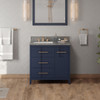 36" Hale Blue Katara Vanity, Left Offset, Boulder Vanity Cultured Marble Vanity Top, Undermount Rectangle Bowl