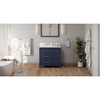 36" Hale Blue Katara Vanity, Left Offset, Calacatta Vienna Quartz Vanity Top, Undermount Rectangle Bowl