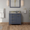 36" Blue Steel Katara Vanity, Left Offset, Boulder Vanity Cultured Marble Vanity Top, Undermount Rectangle Bowl