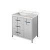 36" Grey Katara Vanity, Left Offset, Calacatta Vienna Quartz Vanity Top, Undermount Rectangle Bowl