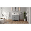 36" Grey Katara Vanity, Left Offset, Calacatta Vienna Quartz Vanity Top, Undermount Rectangle Bowl