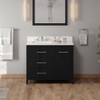 42" Black Katara Vanity, Left Offset, Calacatta Vienna Quartz Vanity Top, Undermount Rectangle Bowl